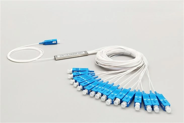 1X16 PLC Fiber Splitter, Stålrør, Bare Fiber 250μm, SC UPC, Singlemode